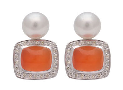 Repair - Earrings-Cornelian, South Sea Pearl and Diamond (185AS) | Singhvi Jewels