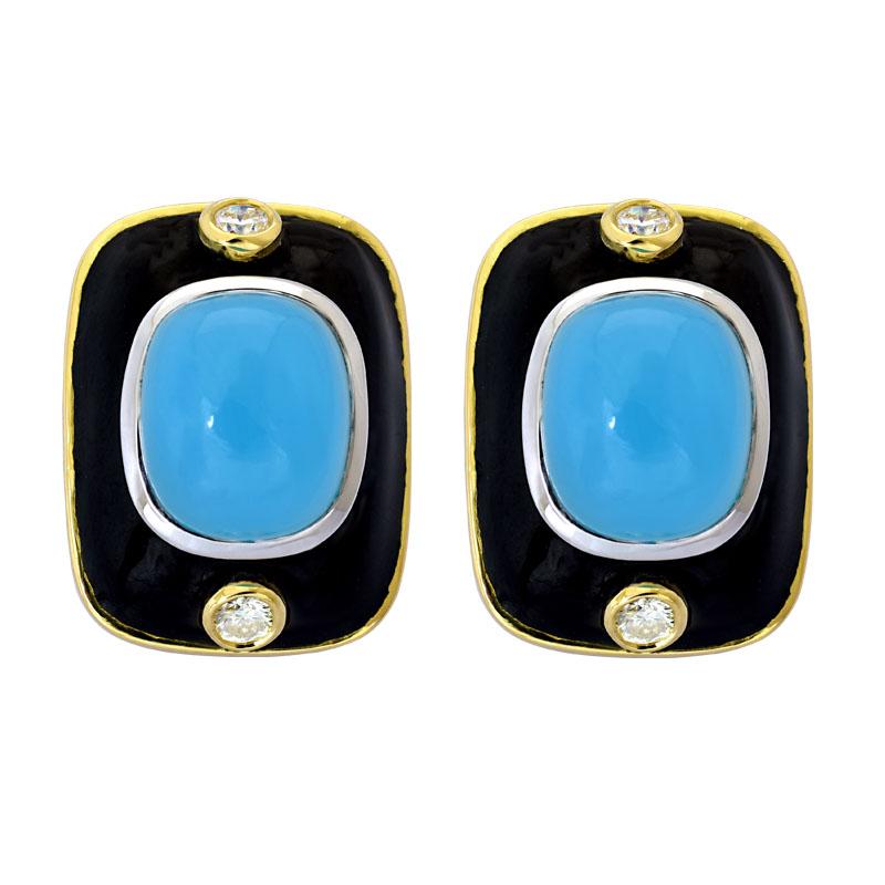 Earrings-Chalcedony and Diamond (Enamel) (4HM) | Singhvi Jewels