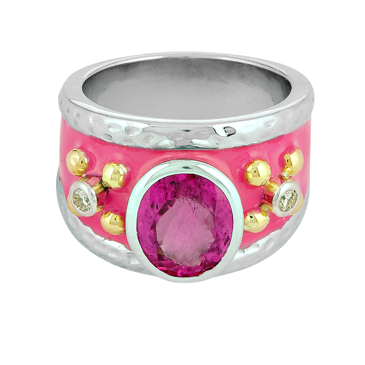 Ring - Rubellite and Diamond (Enamel) | Singhvi Jewels