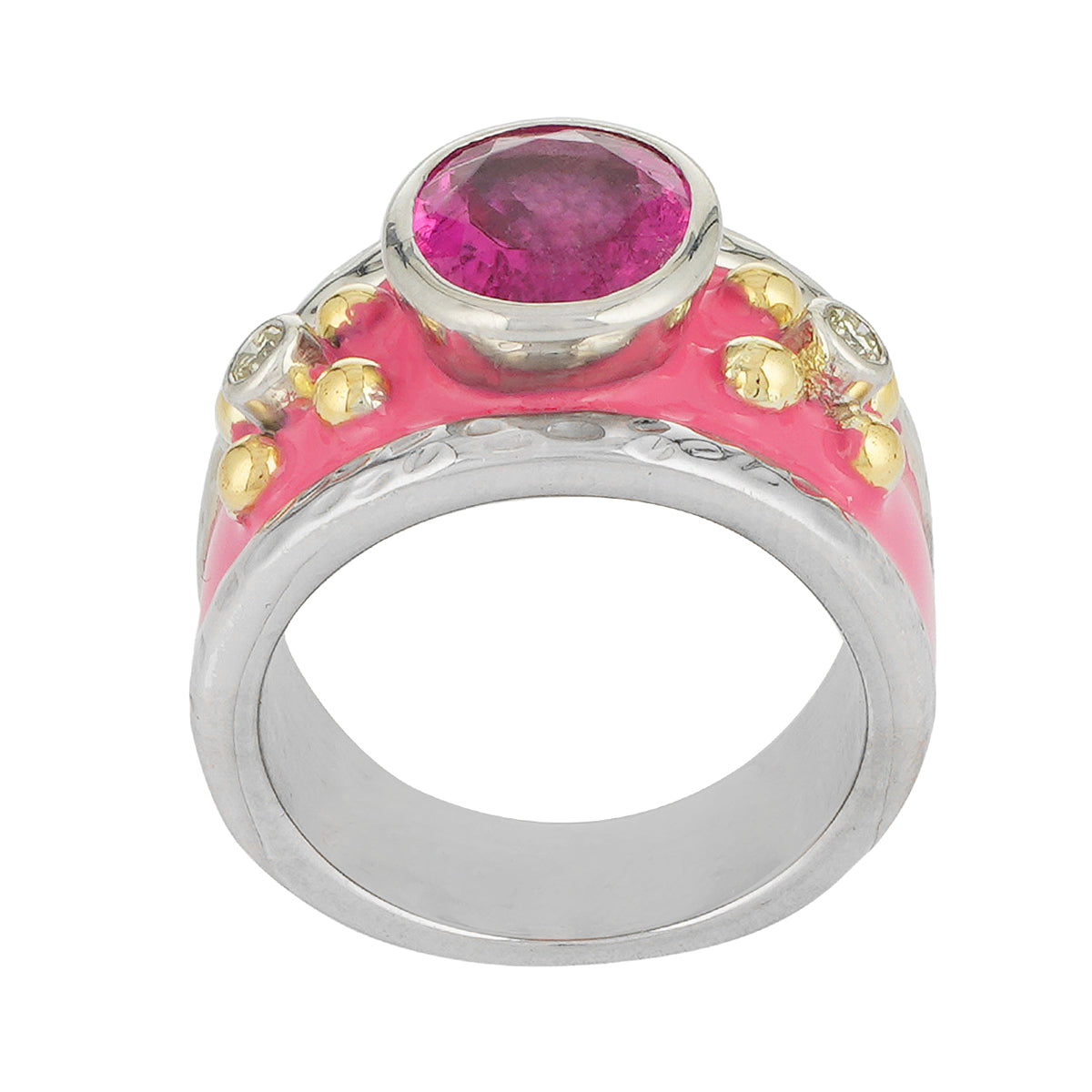 Ring - Rubellite and Diamond (Enamel) (43EM) | Singhvi Jewels