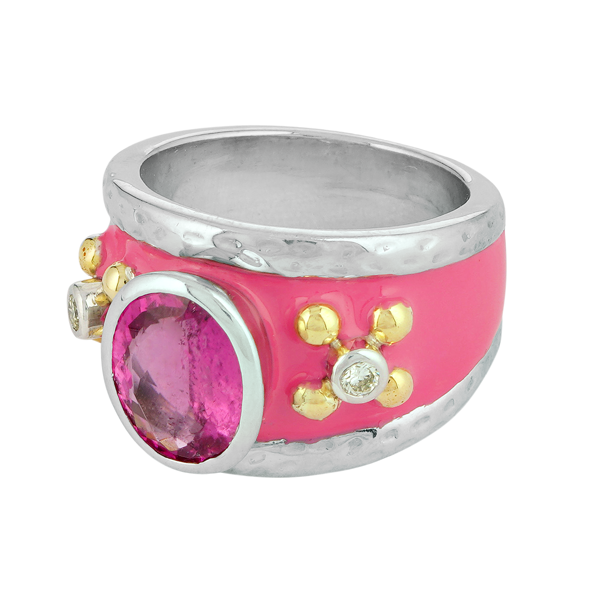 Ring - Rubellite and Diamond (Enamel) | Singhvi Jewels