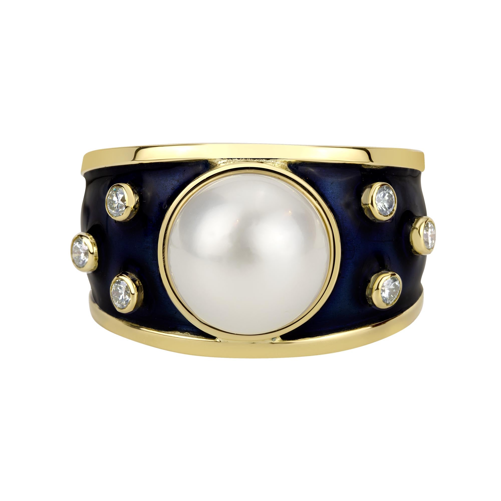 Ring- South Sea Pearl And Diamond (enamel) (1962F) | Singhvi Jewels