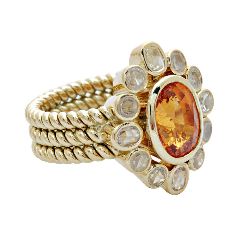 Ring- Orange Garnet & Diamond (1700M) | Singhvi Jewels