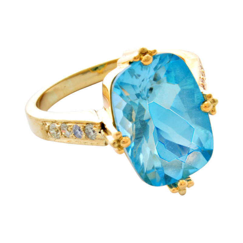 Ring- Blue Topaz And Diamond | Singhvi Jewels