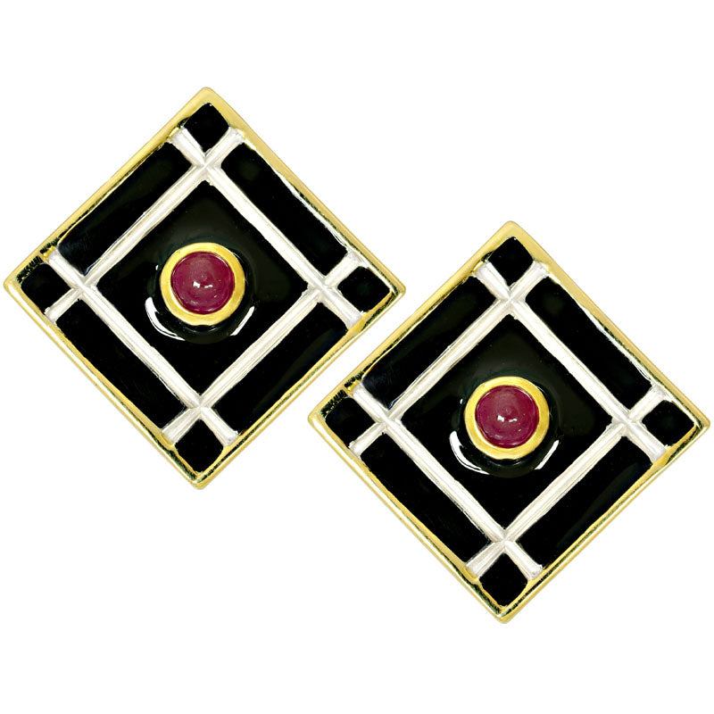 Earrings-Ruby (Enamel) | Singhvi Jewels