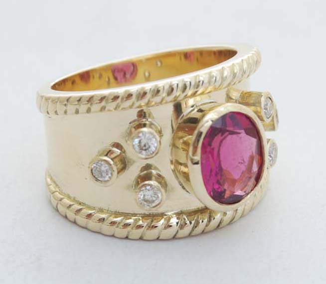 Repair - Ring - Rubellite and Diamond in 18K Gold (1745N) | Singhvi Jewels