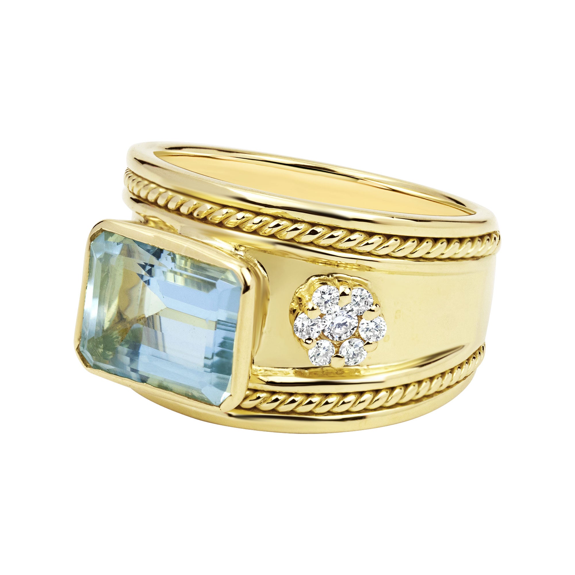 Ring - Aquamarine And Diamond (2330D) | Singhvi Jewels
