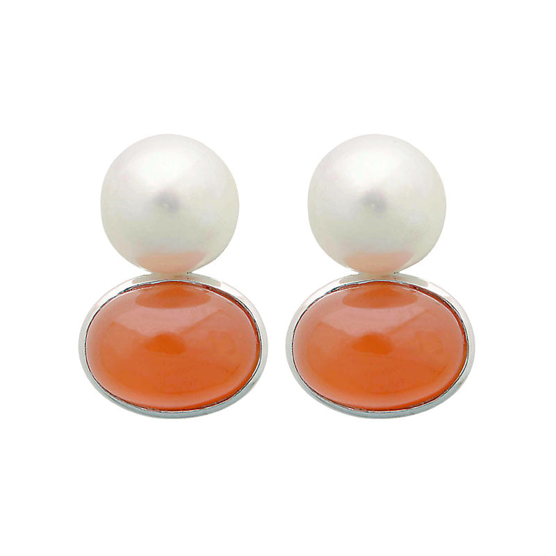 Earrings-Cornelian and South Sea Pearl | Singhvi Jewels