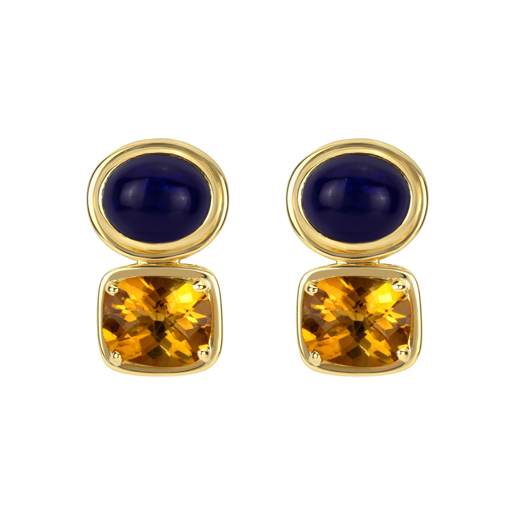 Earrings - Citrine and Lapis Lazuli | Singhvi Jewels