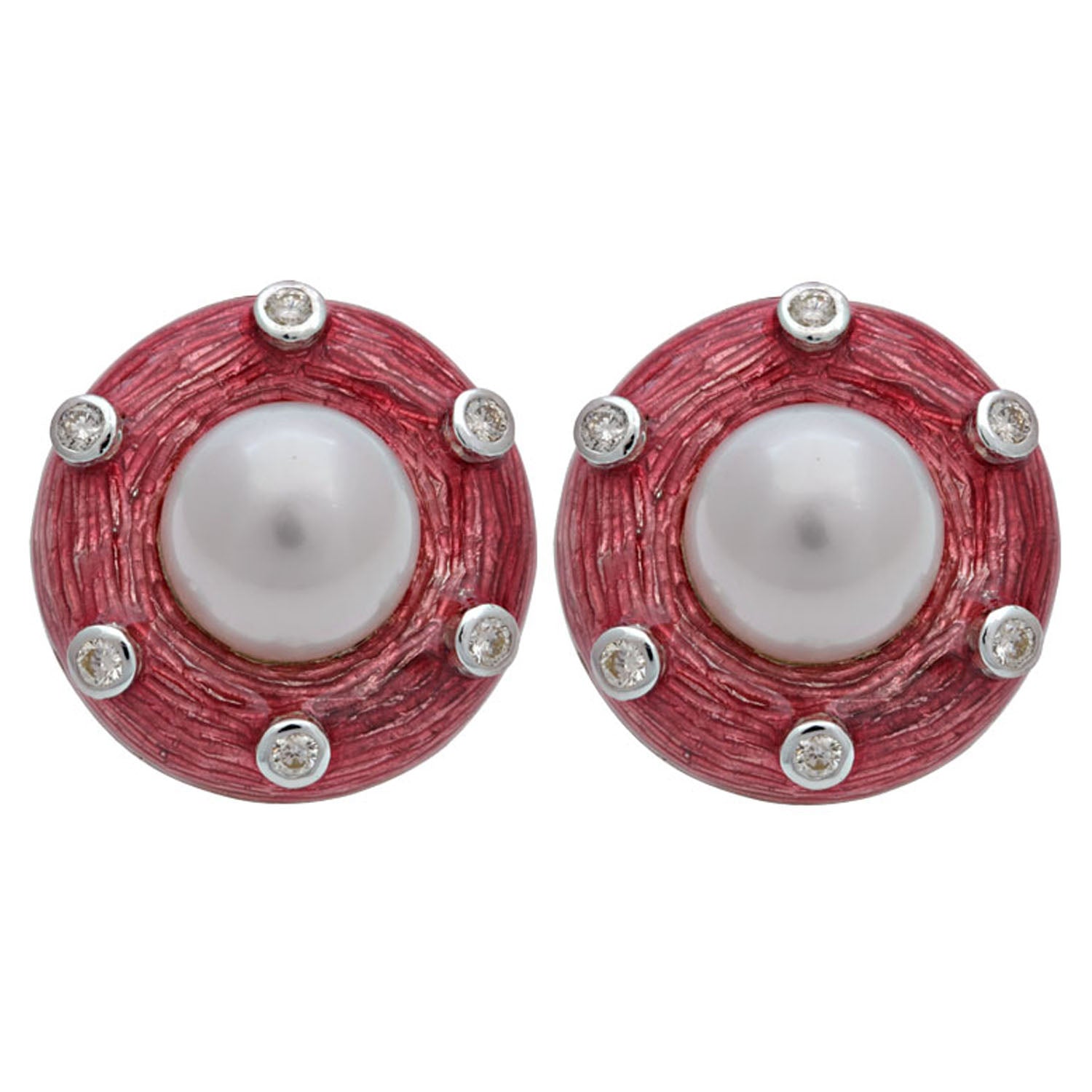 Earrings- S.s. Pearl And Diamond (enamel) (191BS) | Singhvi Jewels