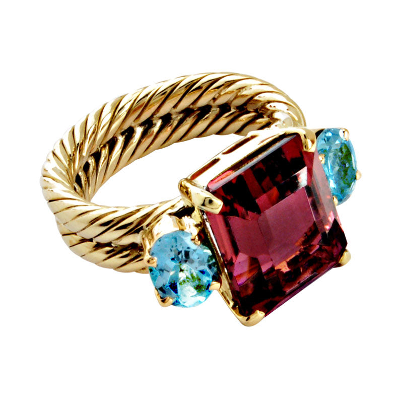 Ring-tourmaline & Aquamarine (402J) | Singhvi Jewels