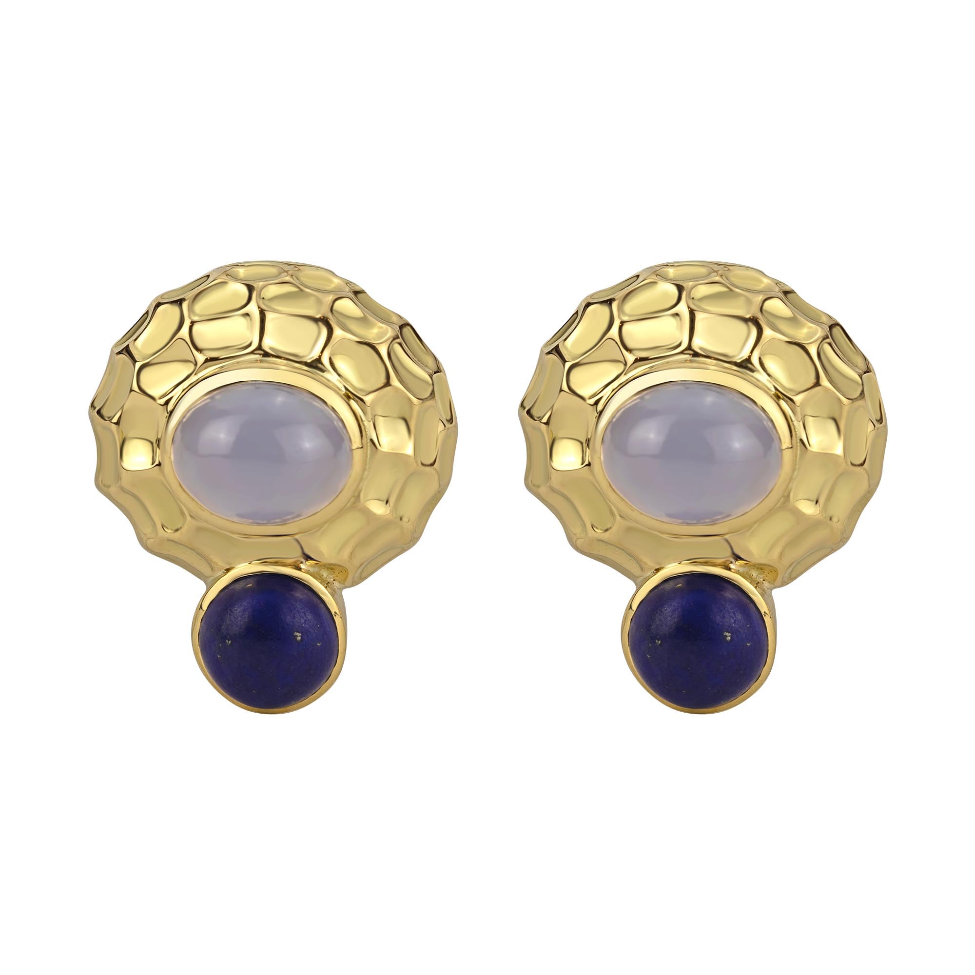 Earrings- Chalcedony And Lapis Lazuli (1662L) | Singhvi Jewels