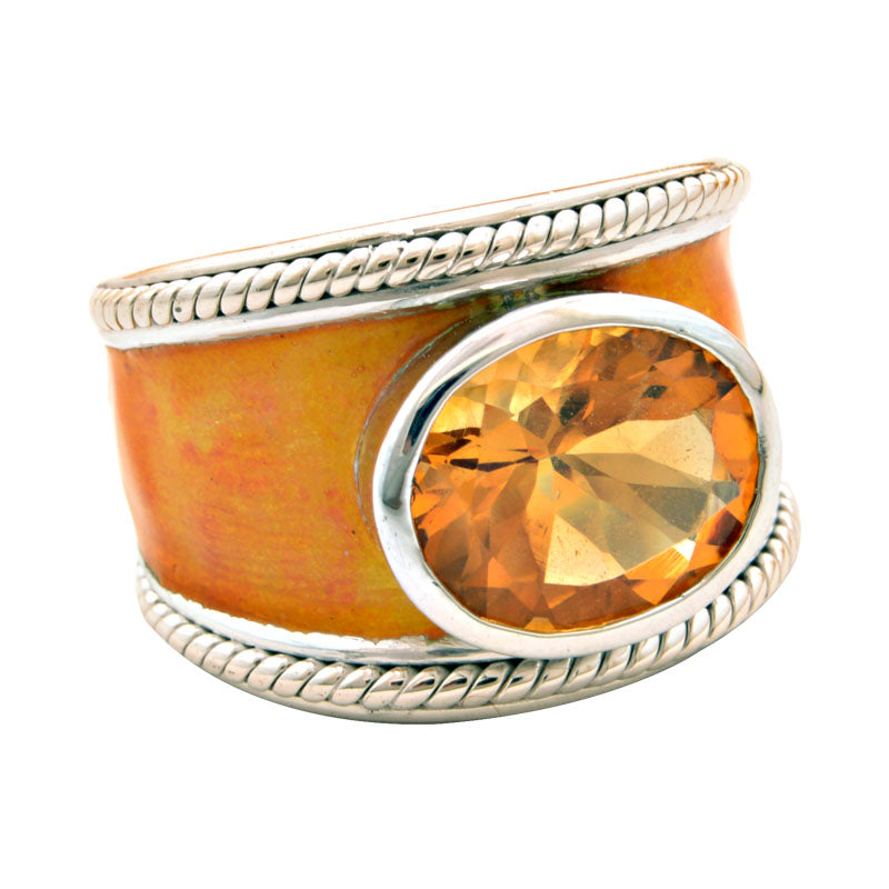 Ring-Citrine (Enamel) | Singhvi Jewels