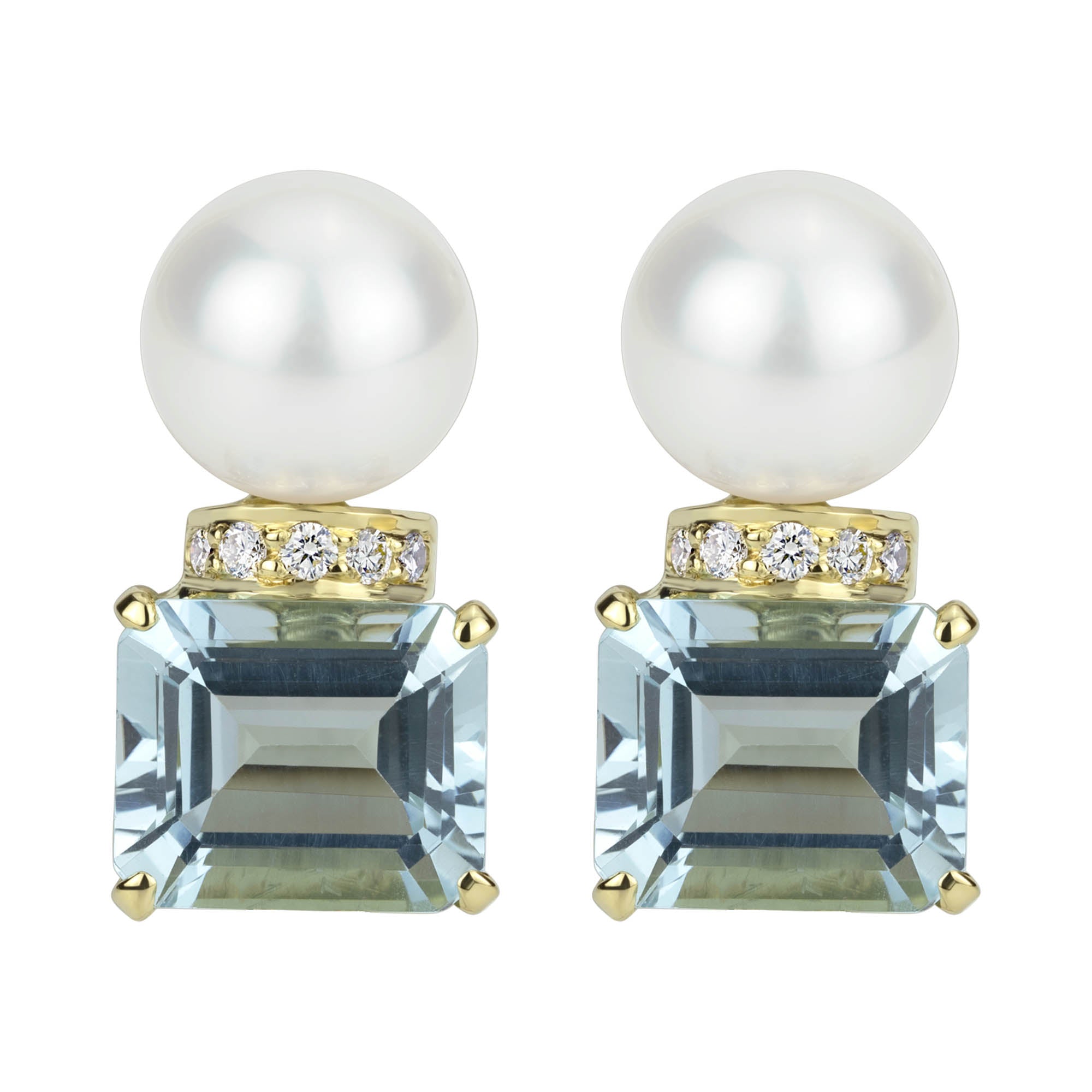 Repair - Earrings - Pearl, Aquamarine and Diamond in 18K White Gold | Singhvi Jewels