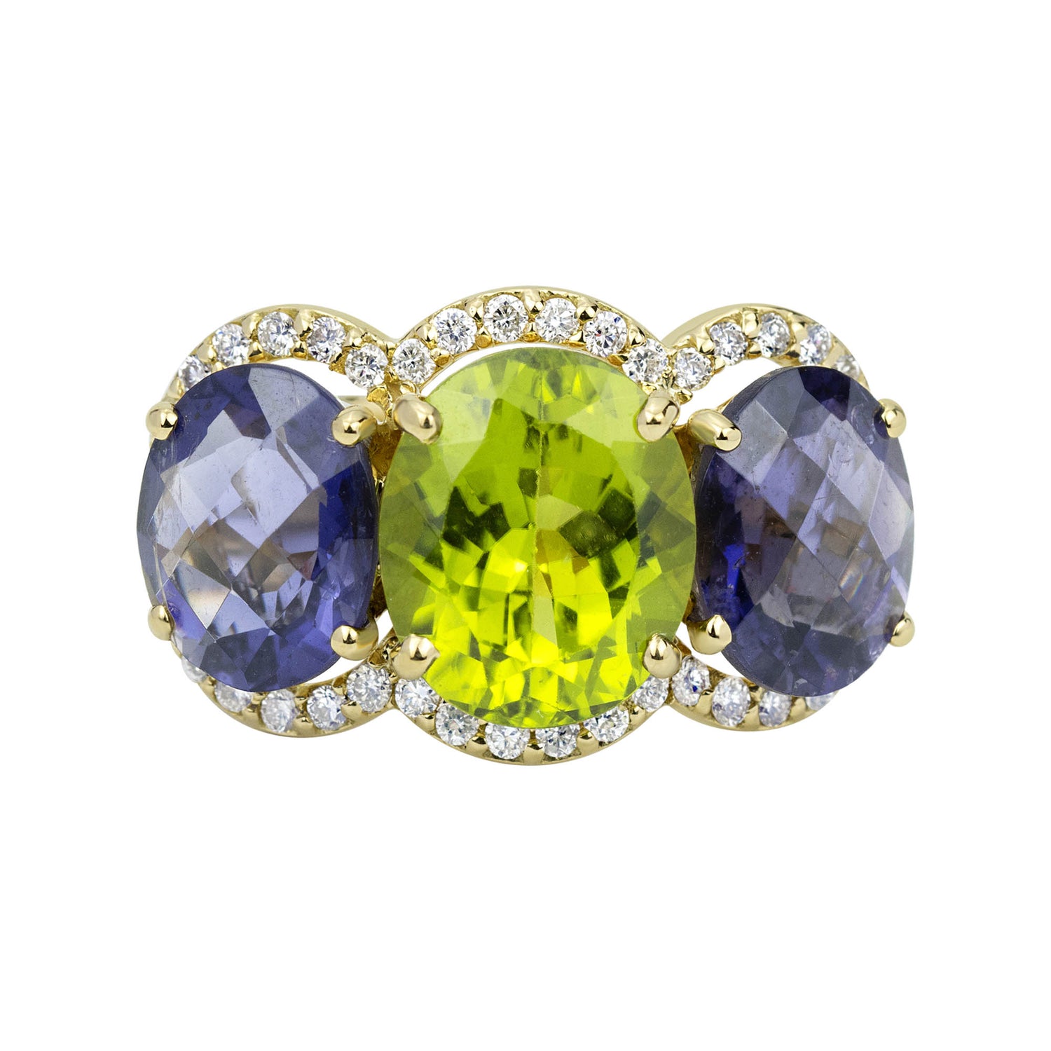 Ring - Peridot, Iolite And Diamond (2322C) | Singhvi Jewels