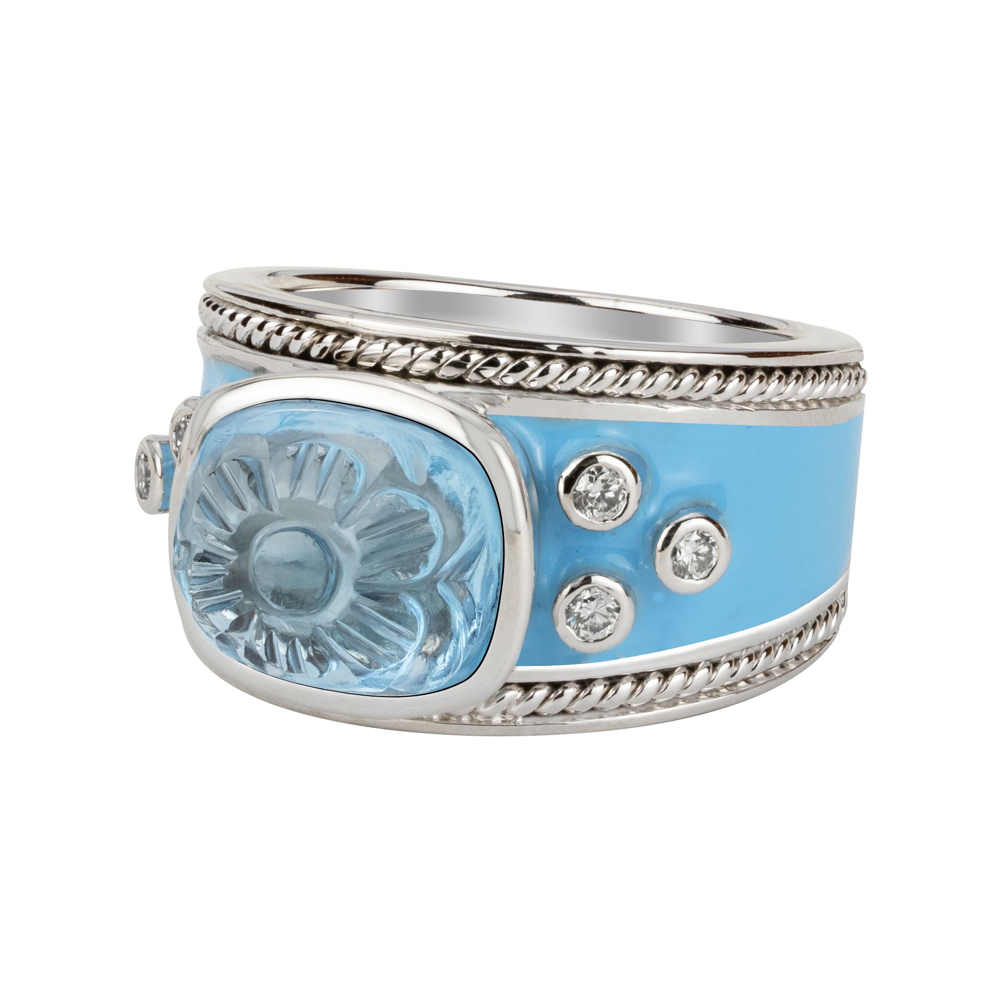 Ring - Blue Topaz And Diamond (enamel) | Singhvi Jewels