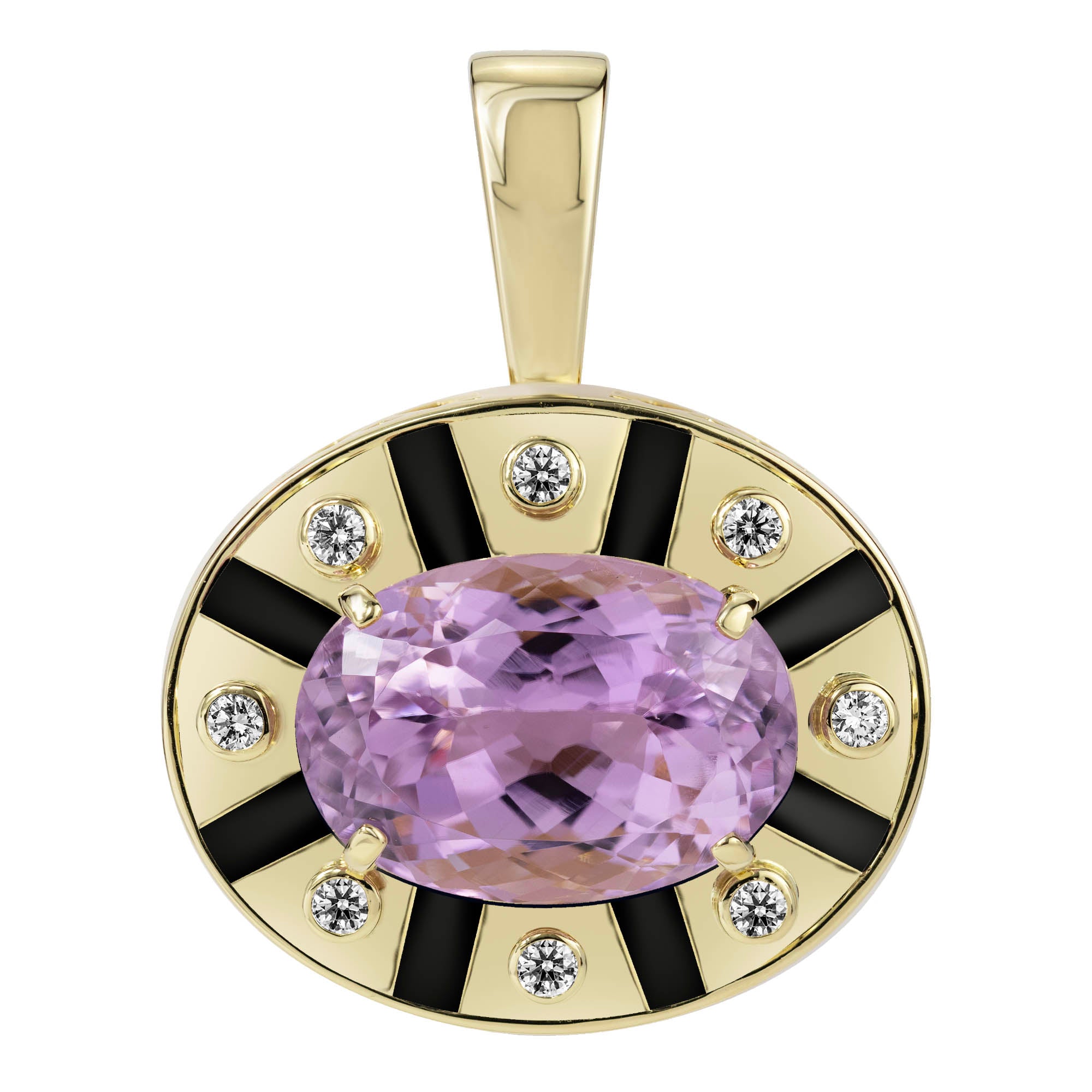Pendant - Kunzite and Diamond (Enamel) | Singhvi Jewels