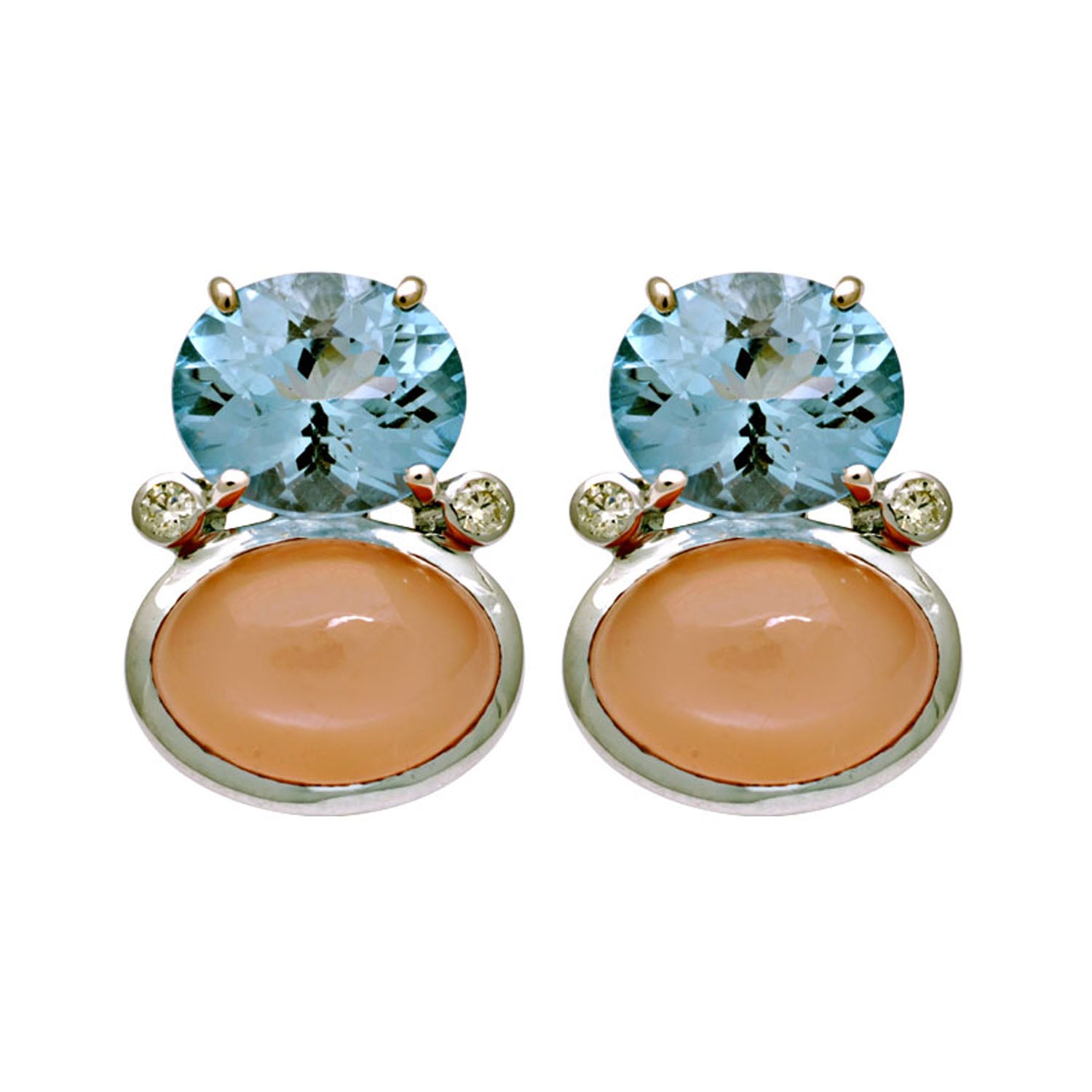 Earrings - Pink Opal, Blue Topaz and Diamond | Singhvi Jewels