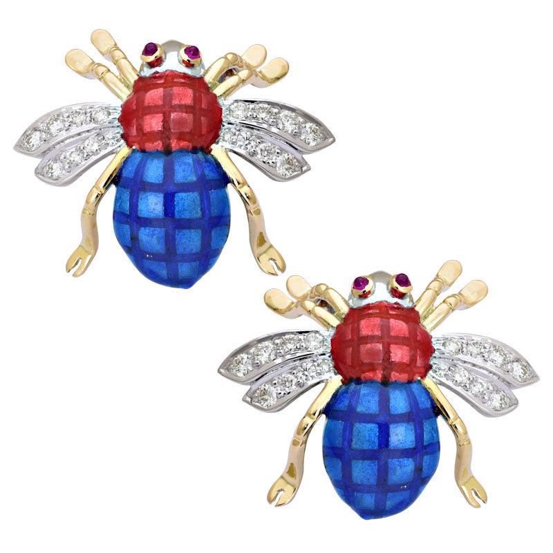 Earrings - Ruby and Diamond (Enamel) | Singhvi Jewels