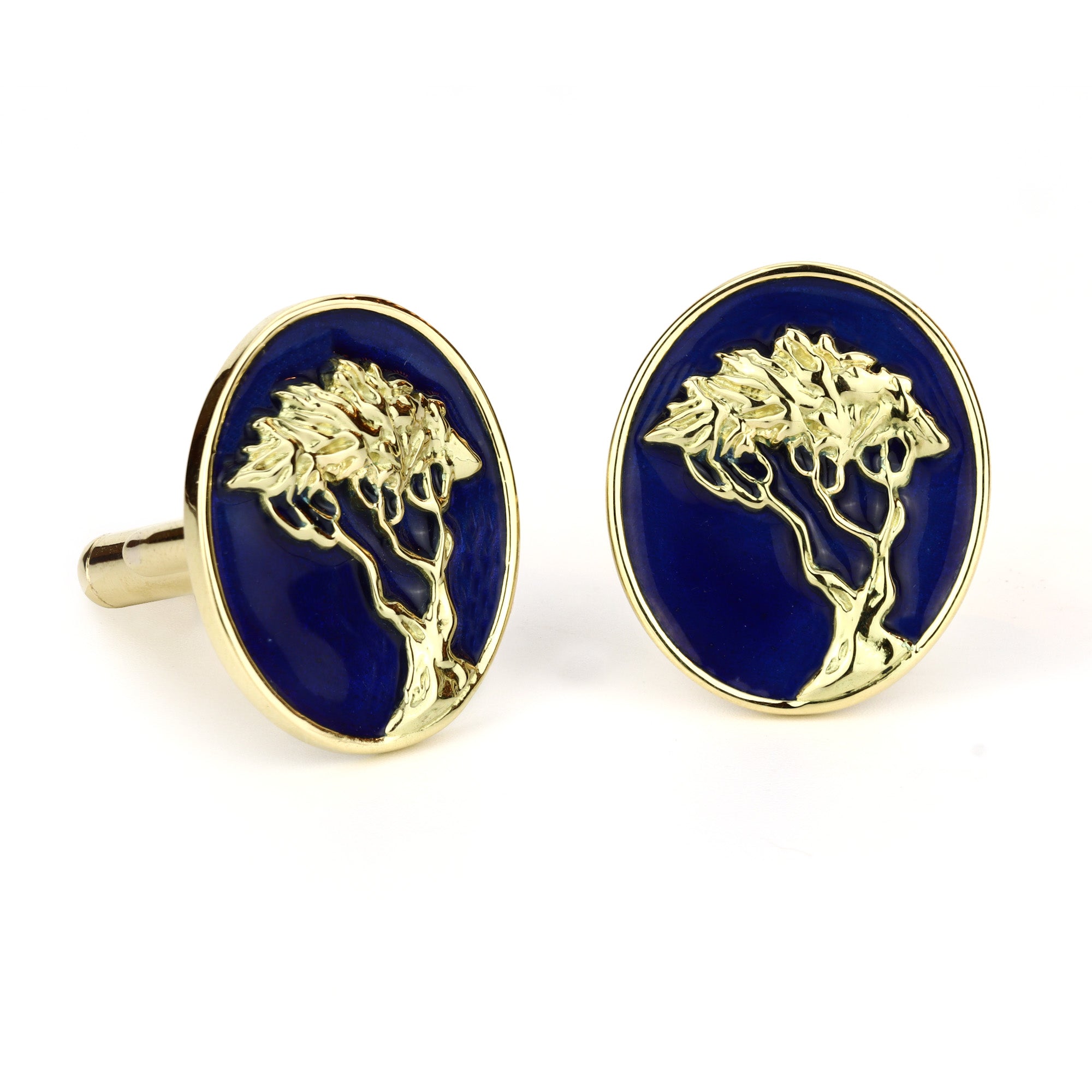 Cufflinks - 18k Gold With Blue Enamel | Singhvi Jewels