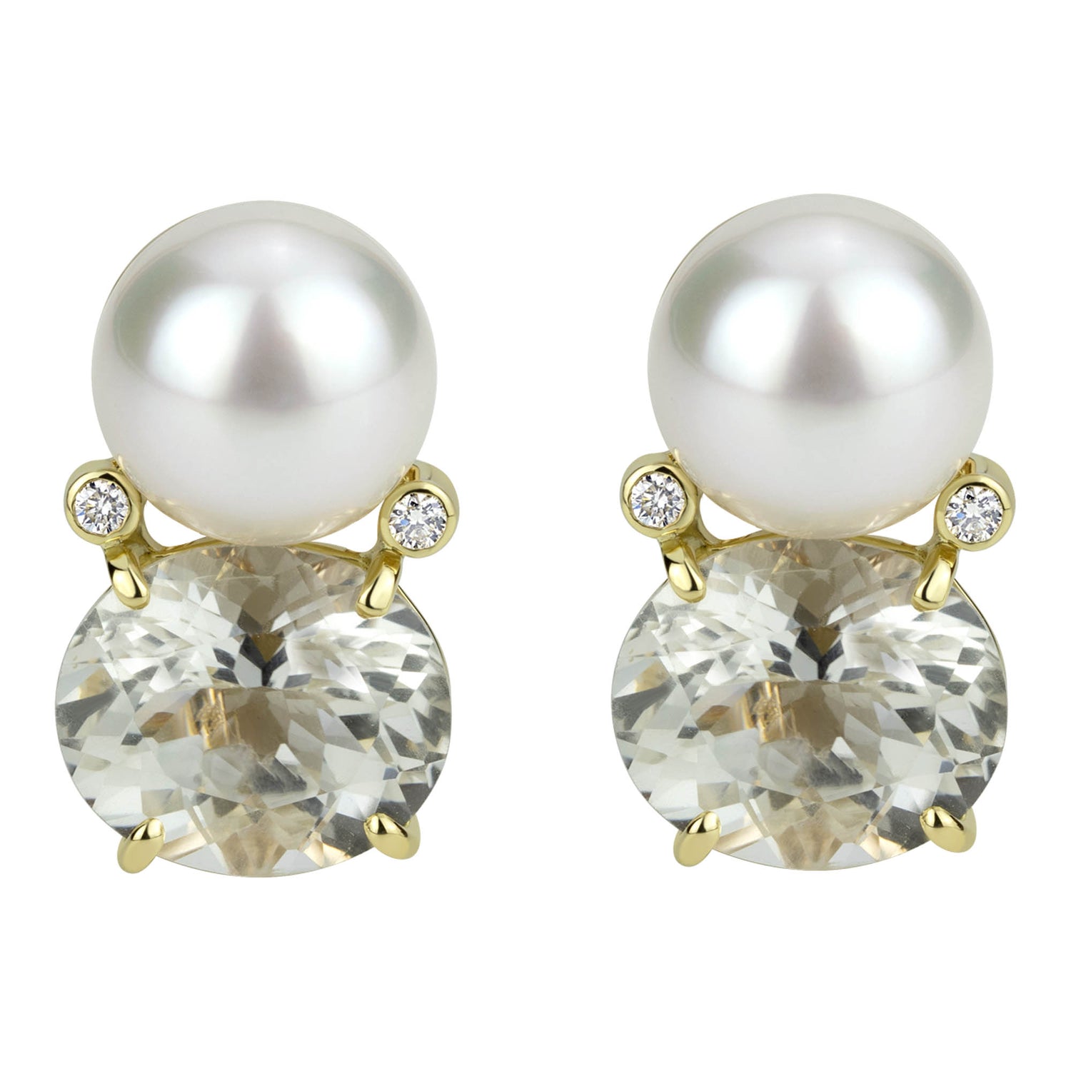 Earrings - South Sea Pearl, Crystal and Diamond | Singhvi Jewels