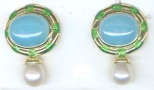 Repair - Earrings - Chalcedony and Pearl (1754M) | Singhvi Jewels