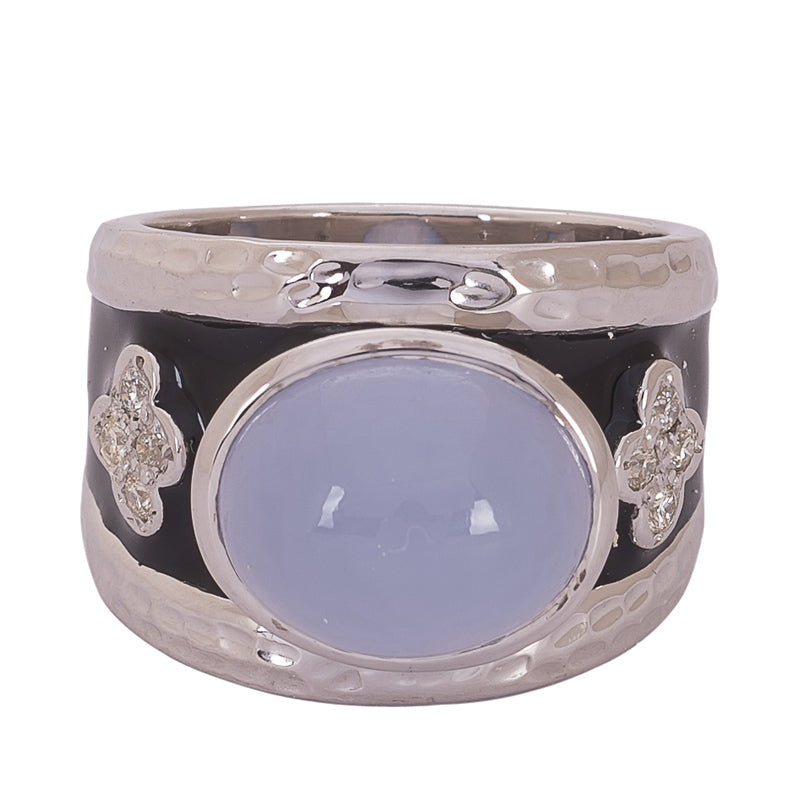 Repair - Ring- Chalcedony and Diamond (Enamel) (265MS) | Singhvi Jewels