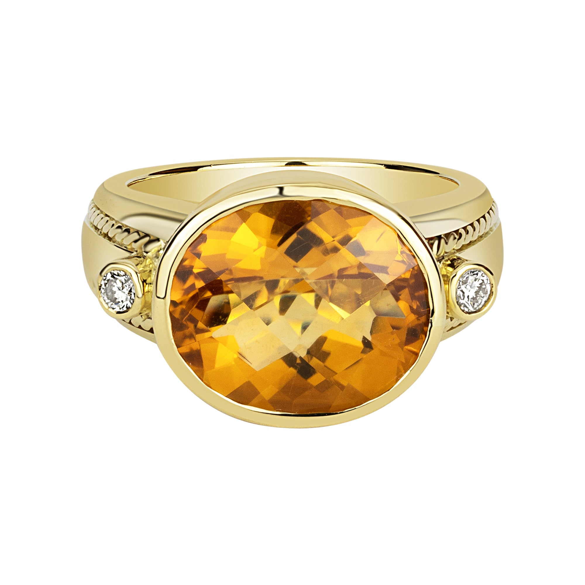 Ring - Citrine And Diamond (1678I) | Singhvi Jewels