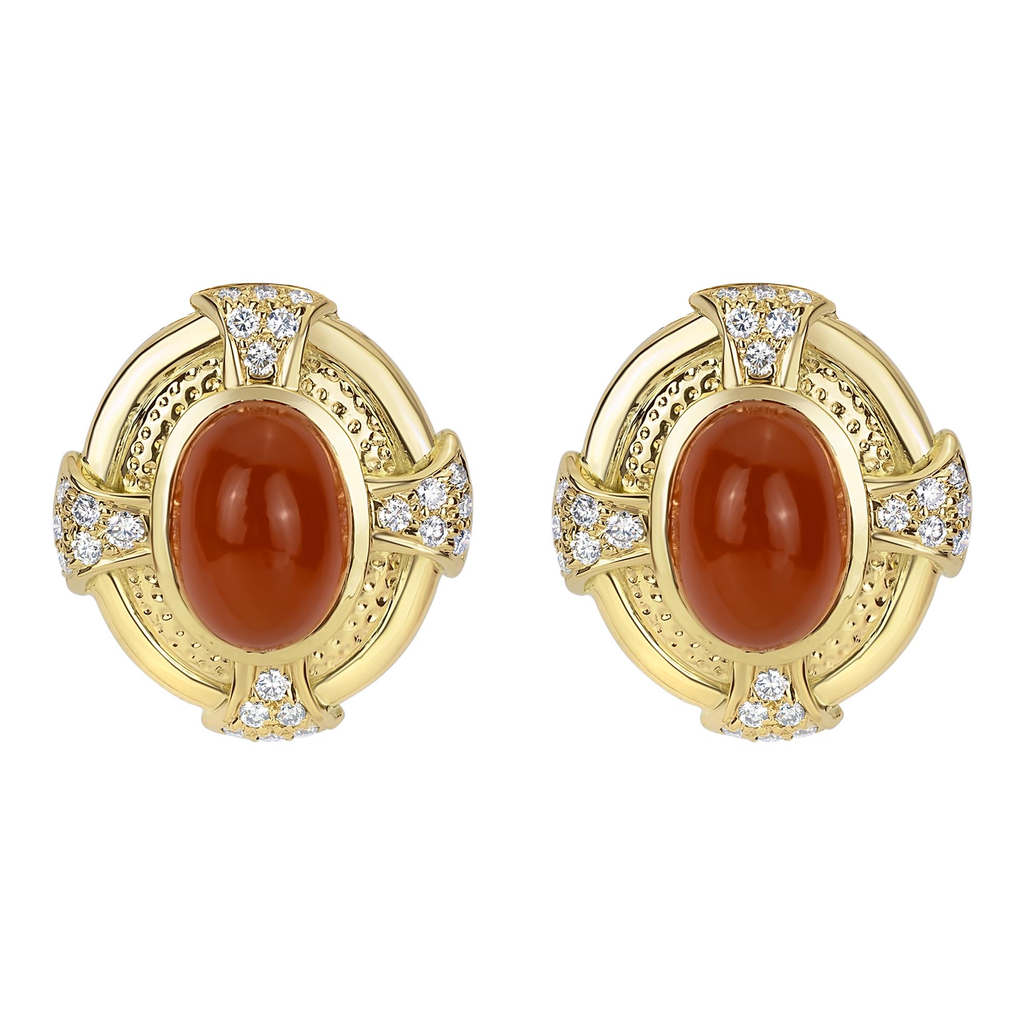 Earrings- Cornellian And Diamond (1665F) | Singhvi Jewels