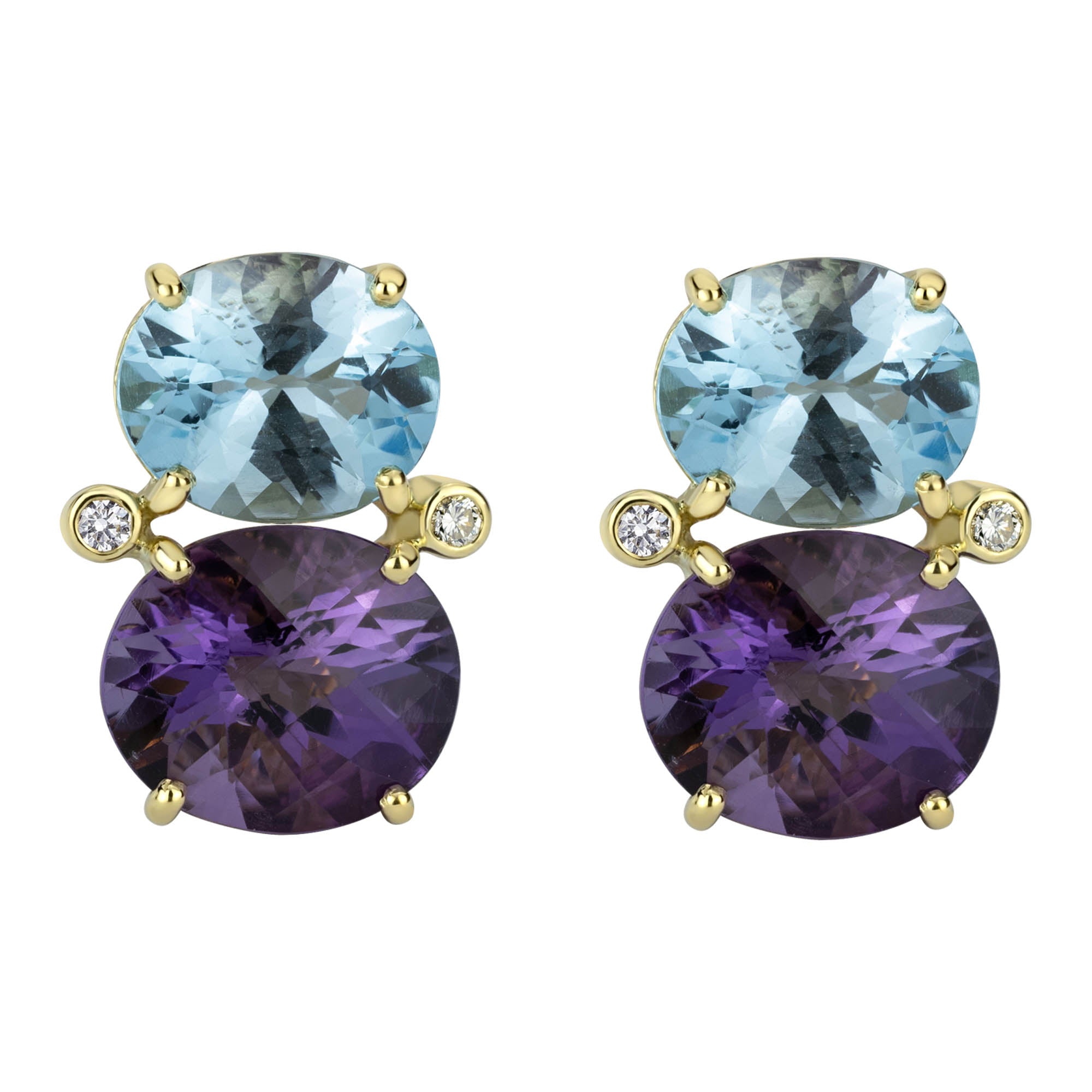 Earrings - Blue Topaz, Amethyst And Diamond (2309D) | Singhvi Jewels