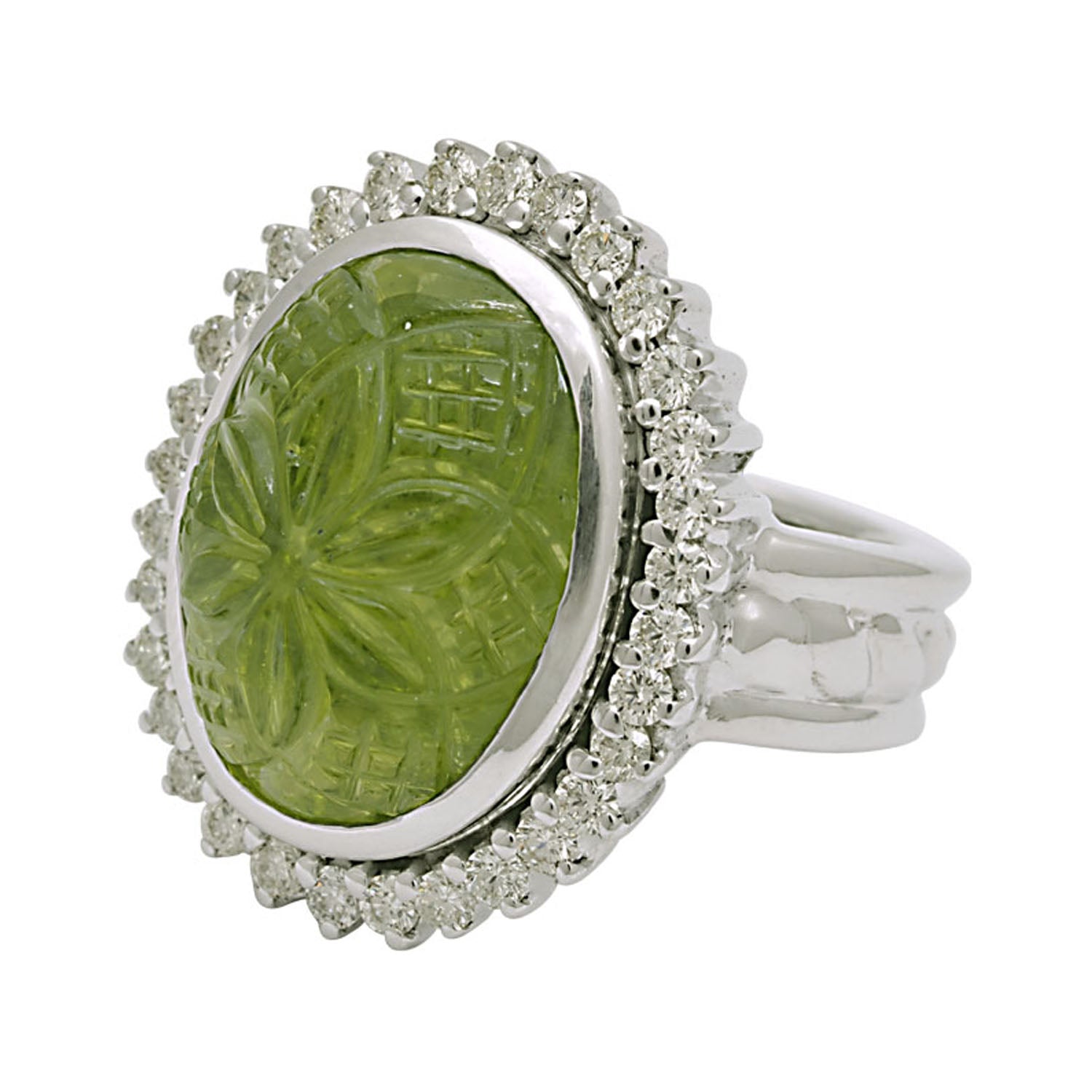 Ring- Peridot And Diamond (192QS) | Singhvi Jewels