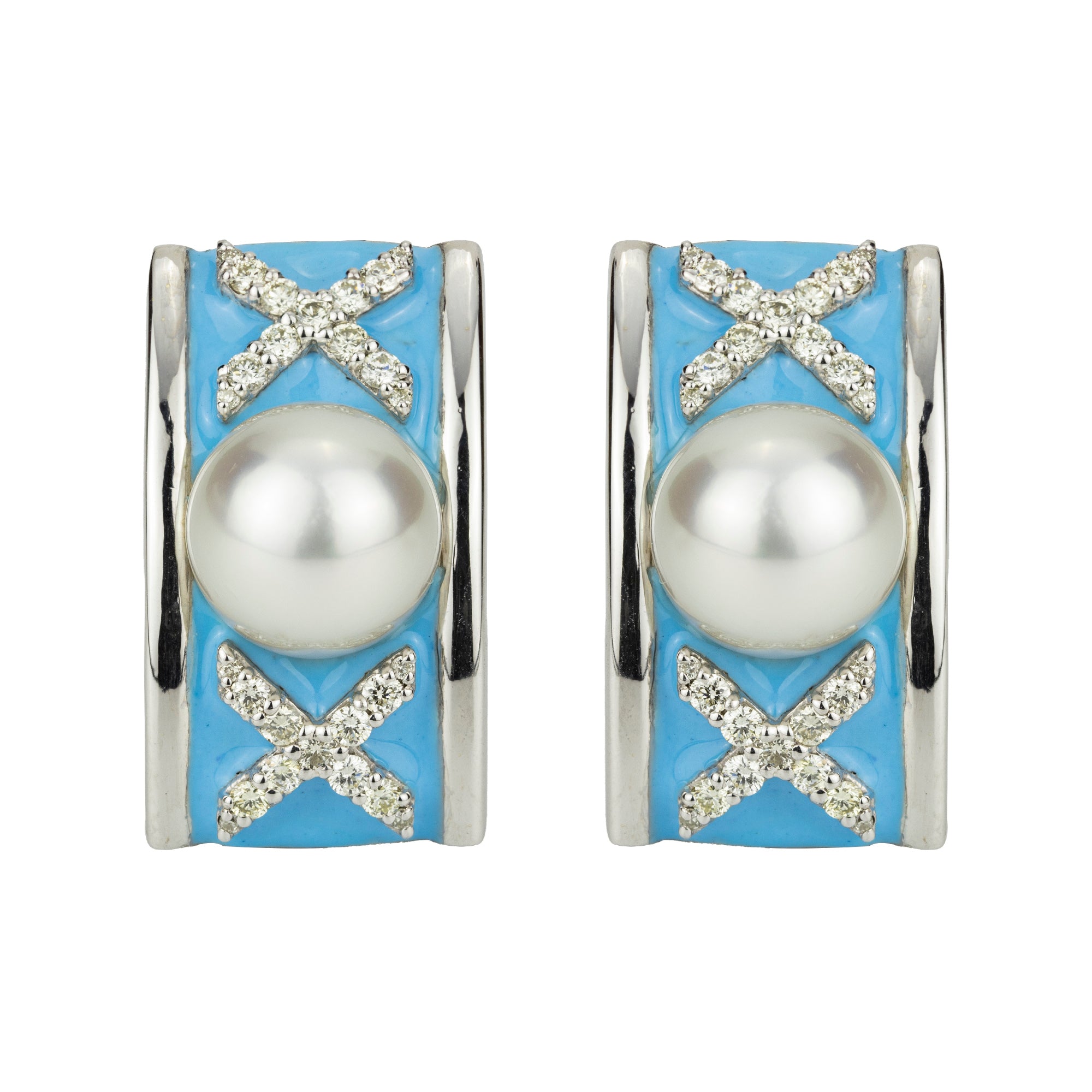 Earrings - South Sea Pearl And Diamond (enamel) | Singhvi Jewels