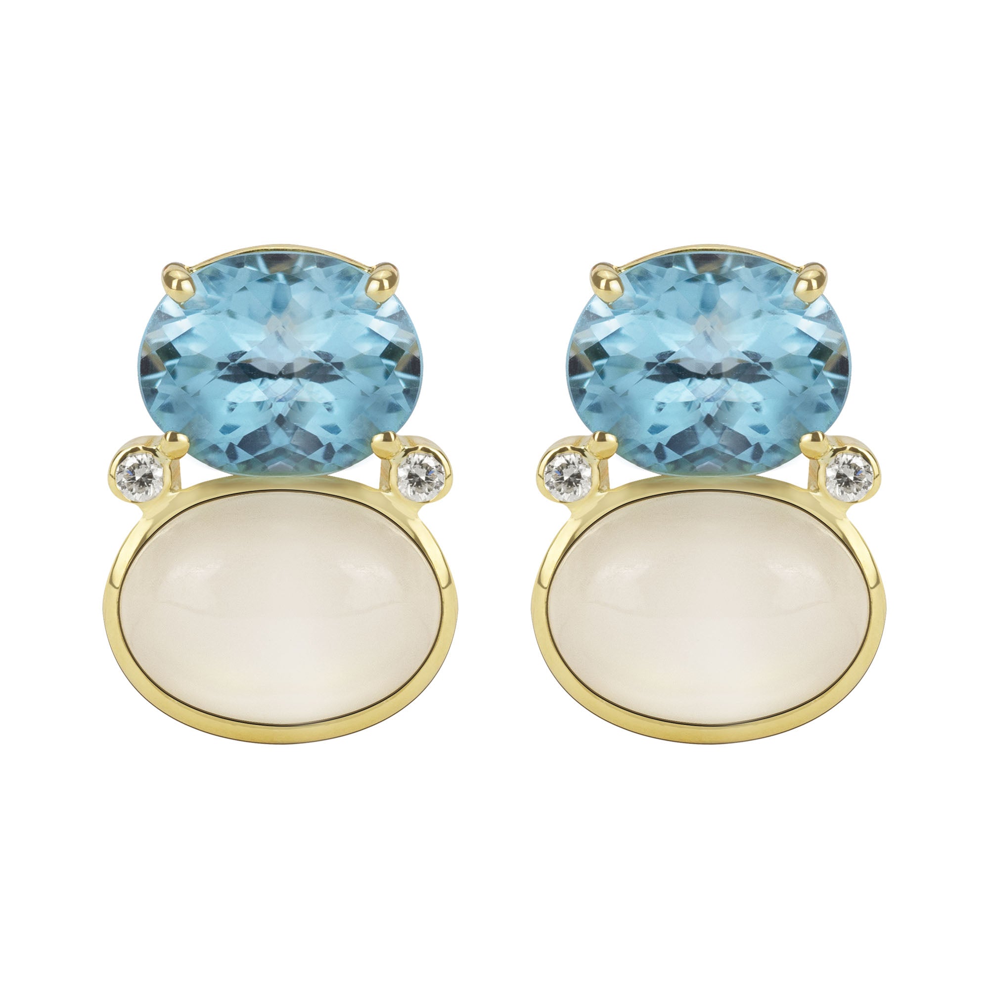 Earrings - Blue Topaz, Moonstone and Diamond | Singhvi Jewels