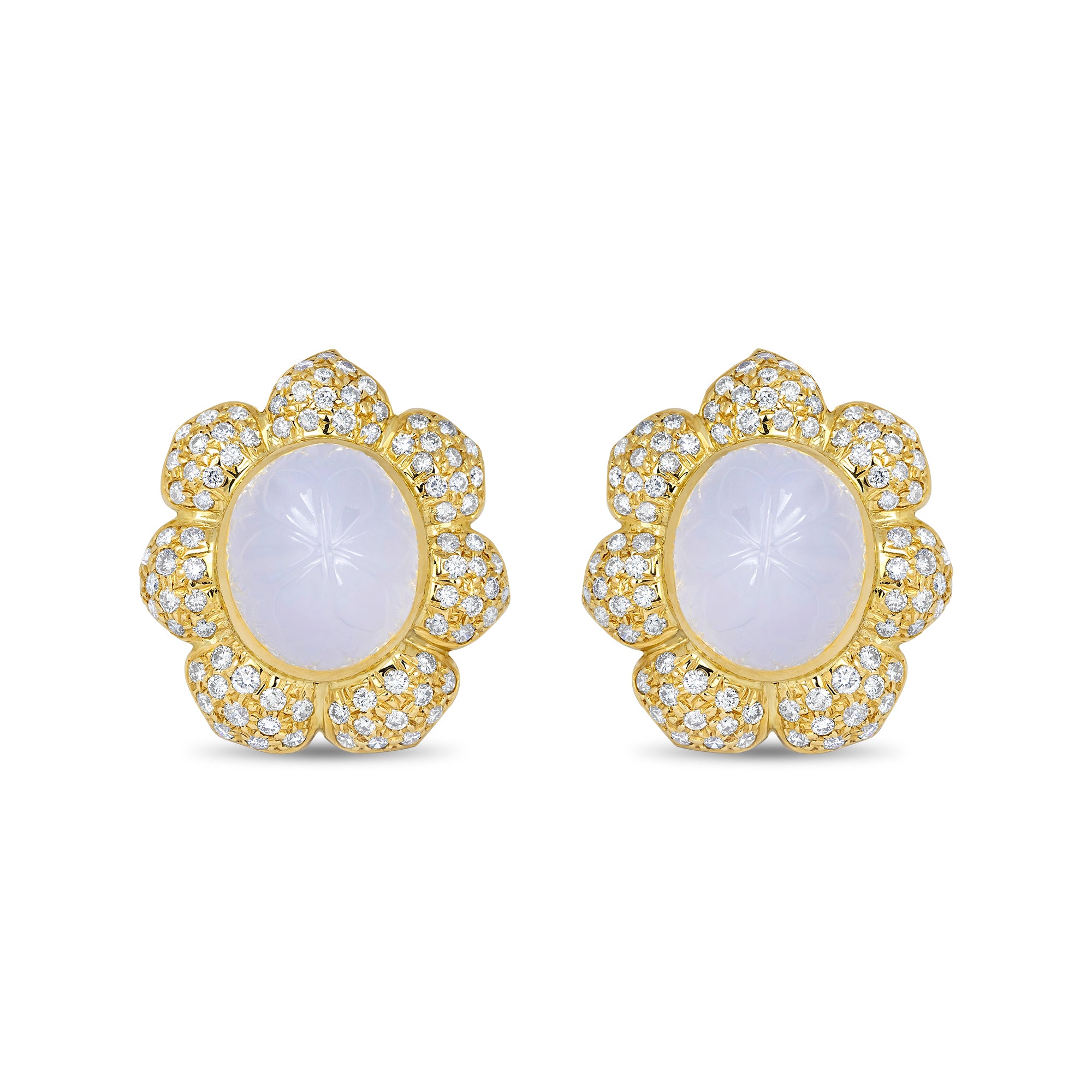 Earrings- Chalcedony And Diamond (1849J) | Singhvi Jewels