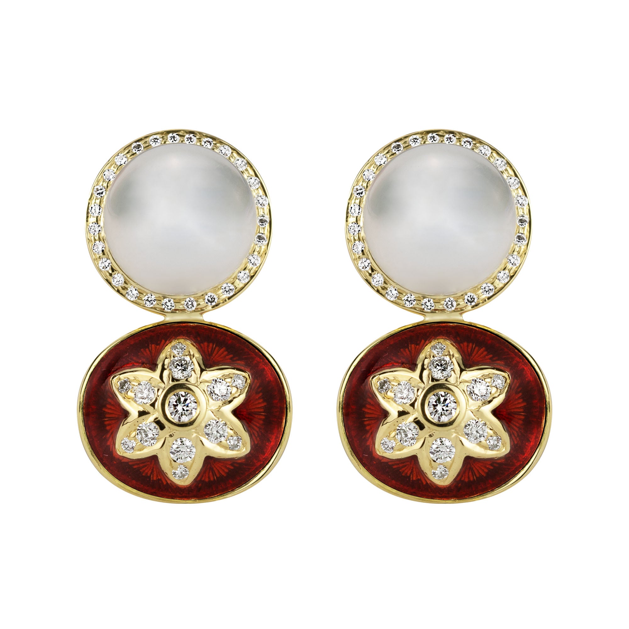 Earrings - South Sea Pearl And Diamond (enamel) (2345D) | Singhvi Jewels