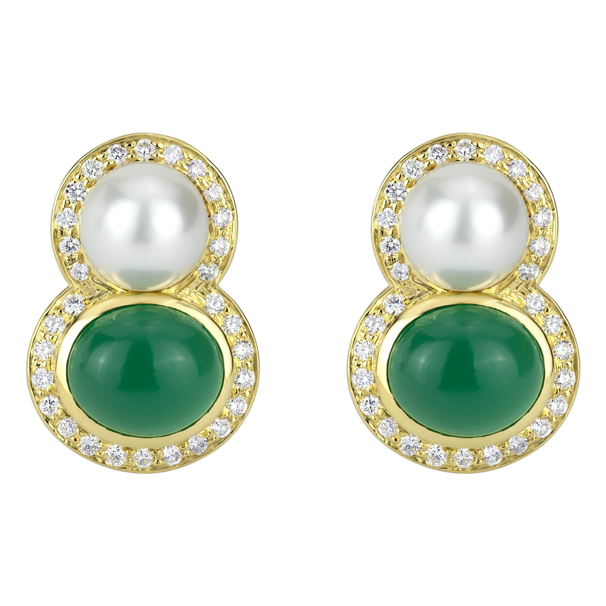 Earrings - South Sea Pearl, Onyx And Diamond (2303E) | Singhvi Jewels