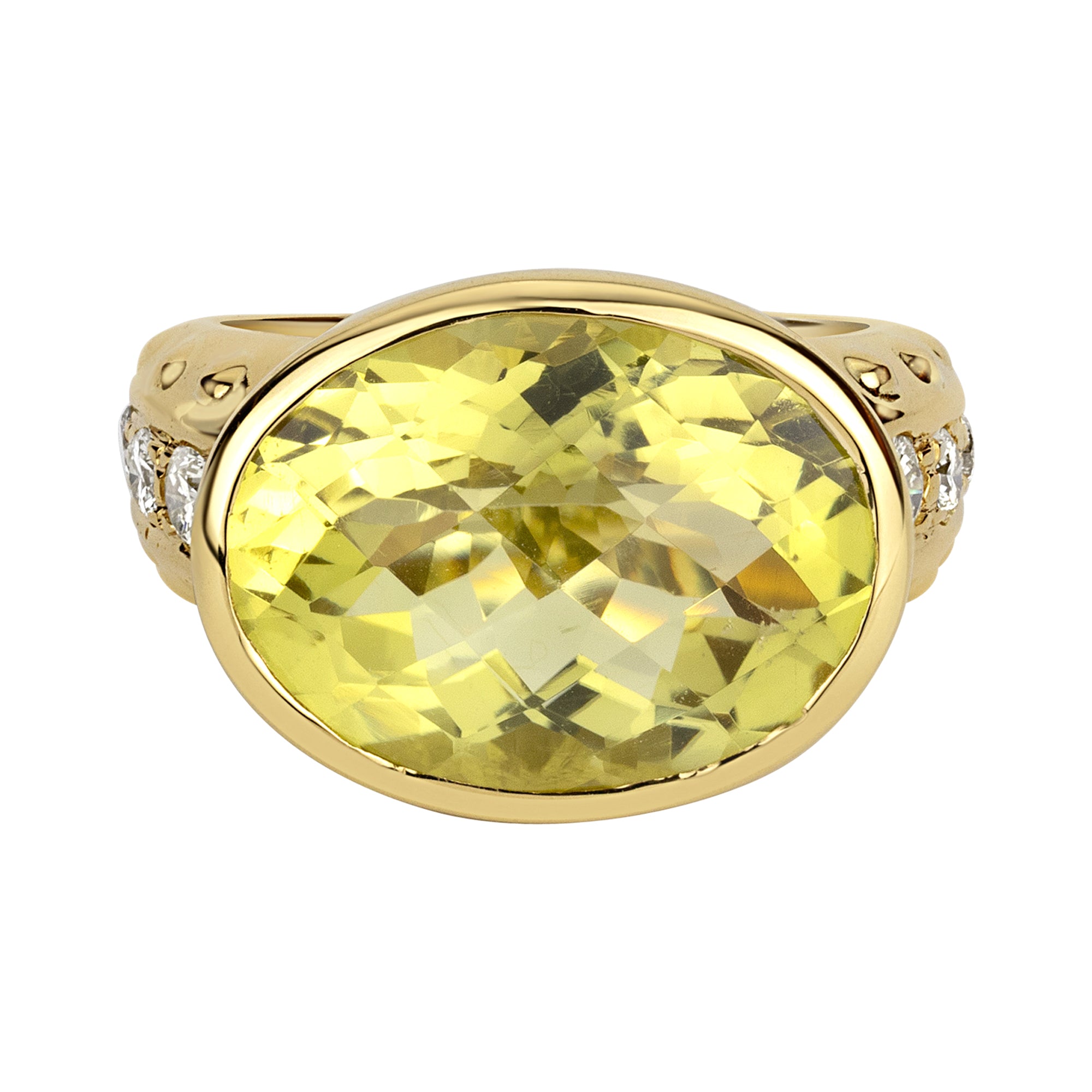 Ring - Lemon Quartz And Diamond (1126K) | Singhvi Jewels