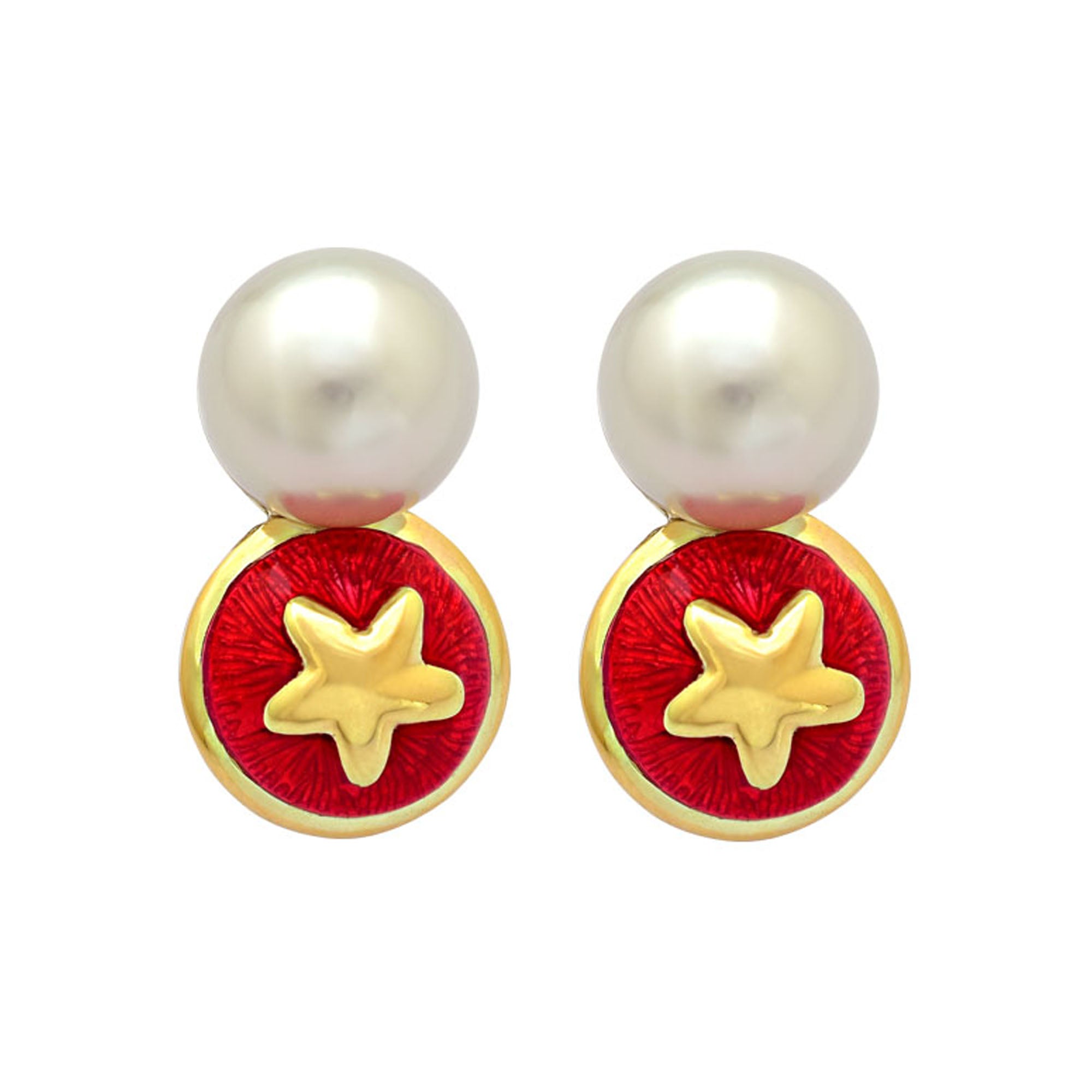 Earrings - South Sea Pearl (Enamel) | Singhvi Jewels
