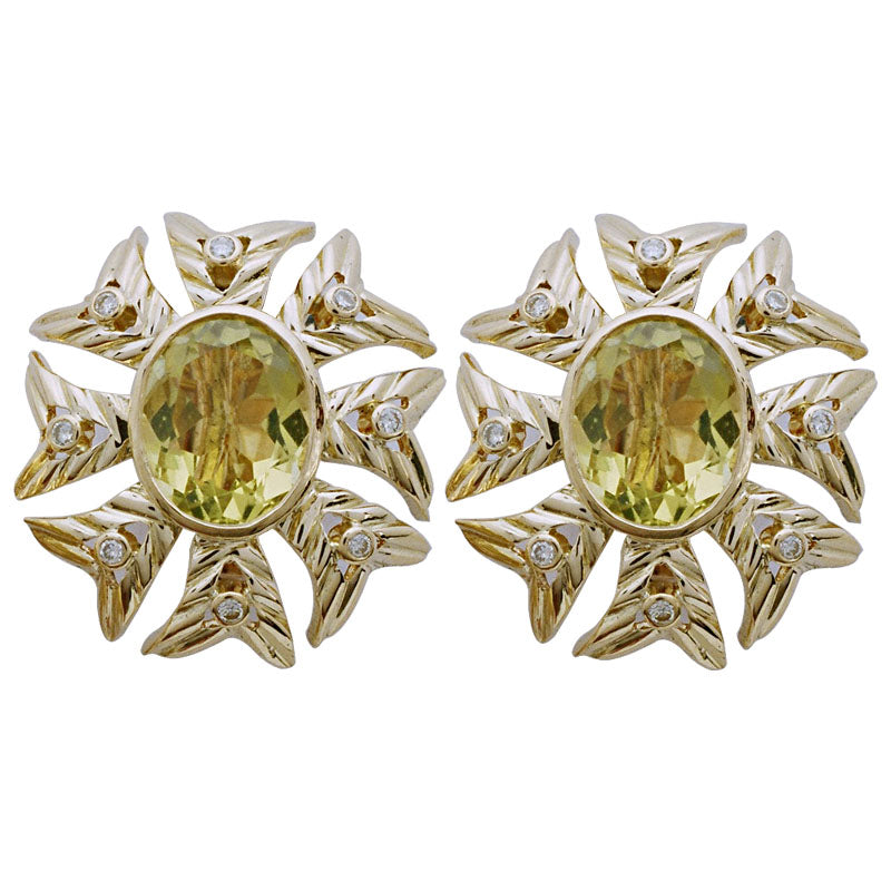 Earrings- Lemon Quartz And Diamond (1120B) | Singhvi Jewels