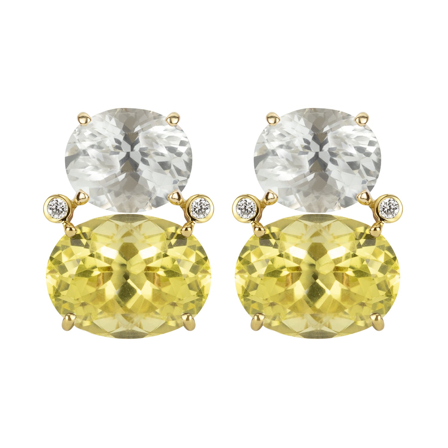 Earrings - Crystal, Lemon Quartz and Diamond | Singhvi Jewels