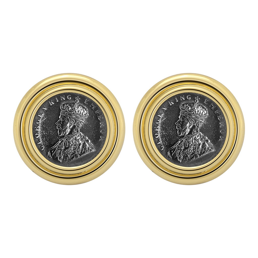Earrings - Silver Coin In Gold