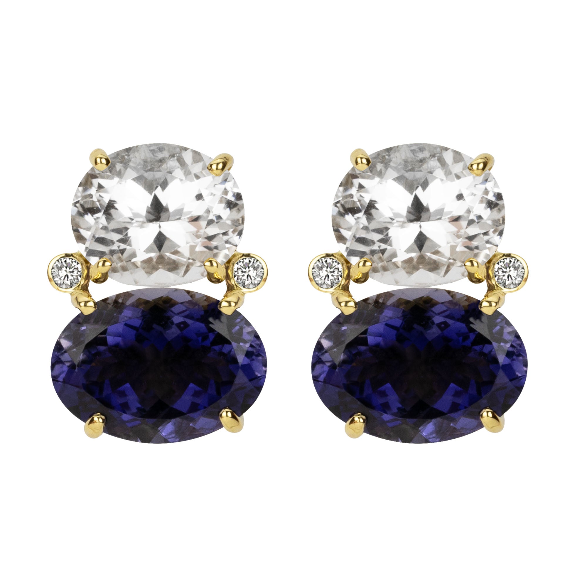 Earrings - Crystal, Iolite and Diamond | Singhvi Jewels