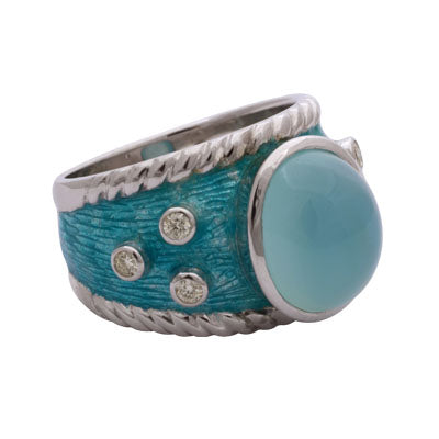 Repair - Ring - Chalcedony and Diamond (Enamel) (124OS) | Singhvi Jewels