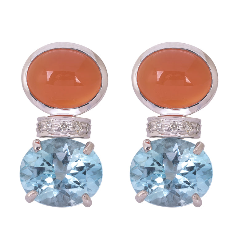 Repair - Earrings- Blue Topaz, Cornelian and Diamond (263HS) | Singhvi Jewels