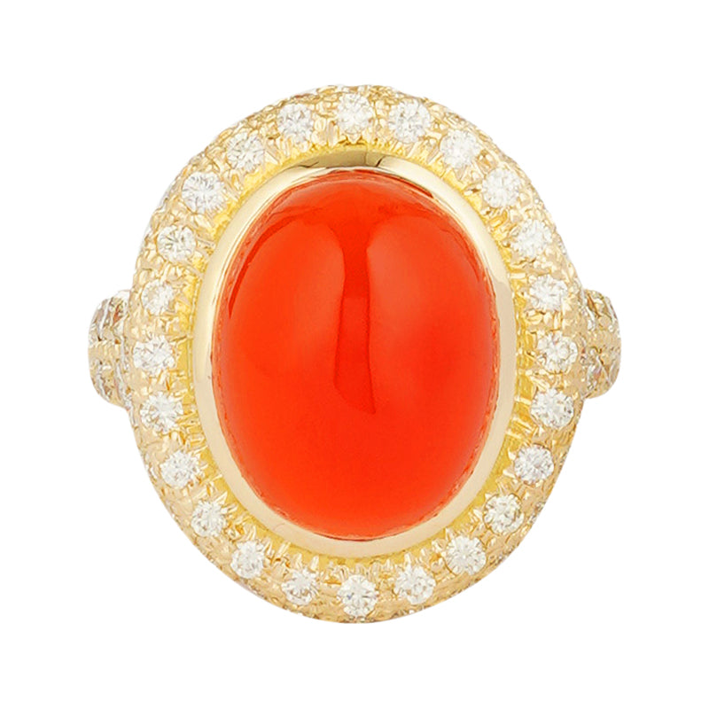 Repair - Ring - Cornelian and Diamond in 18K Gold (2221G) | Singhvi Jewels