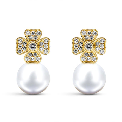 Earrings - South Sea Pearl And Diamond (2444B)