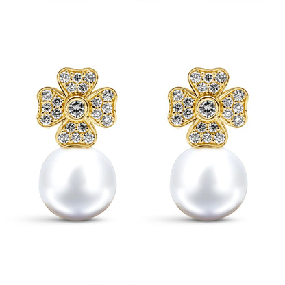 Earrings - South Sea Pearl And Diamond | Singhvi Jewels