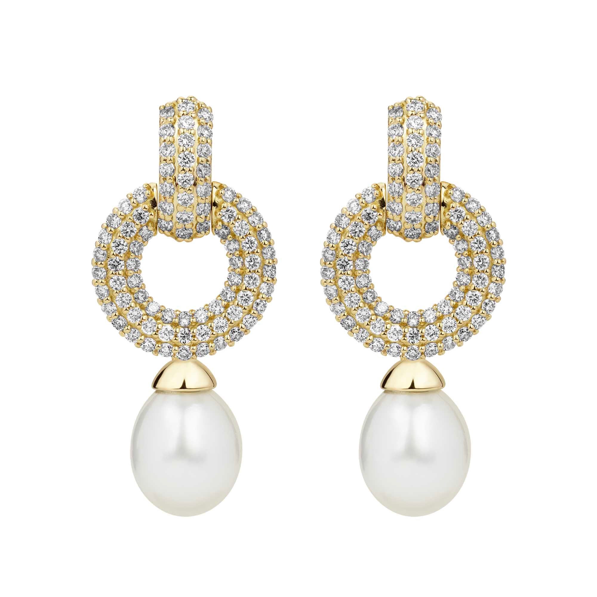 Earrings - South Sea Pearl And Diamond (2384A) | Singhvi Jewels