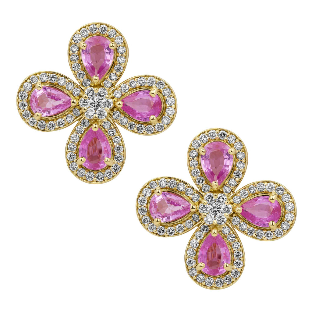 Earrings - Pink Sapphire And Diamond