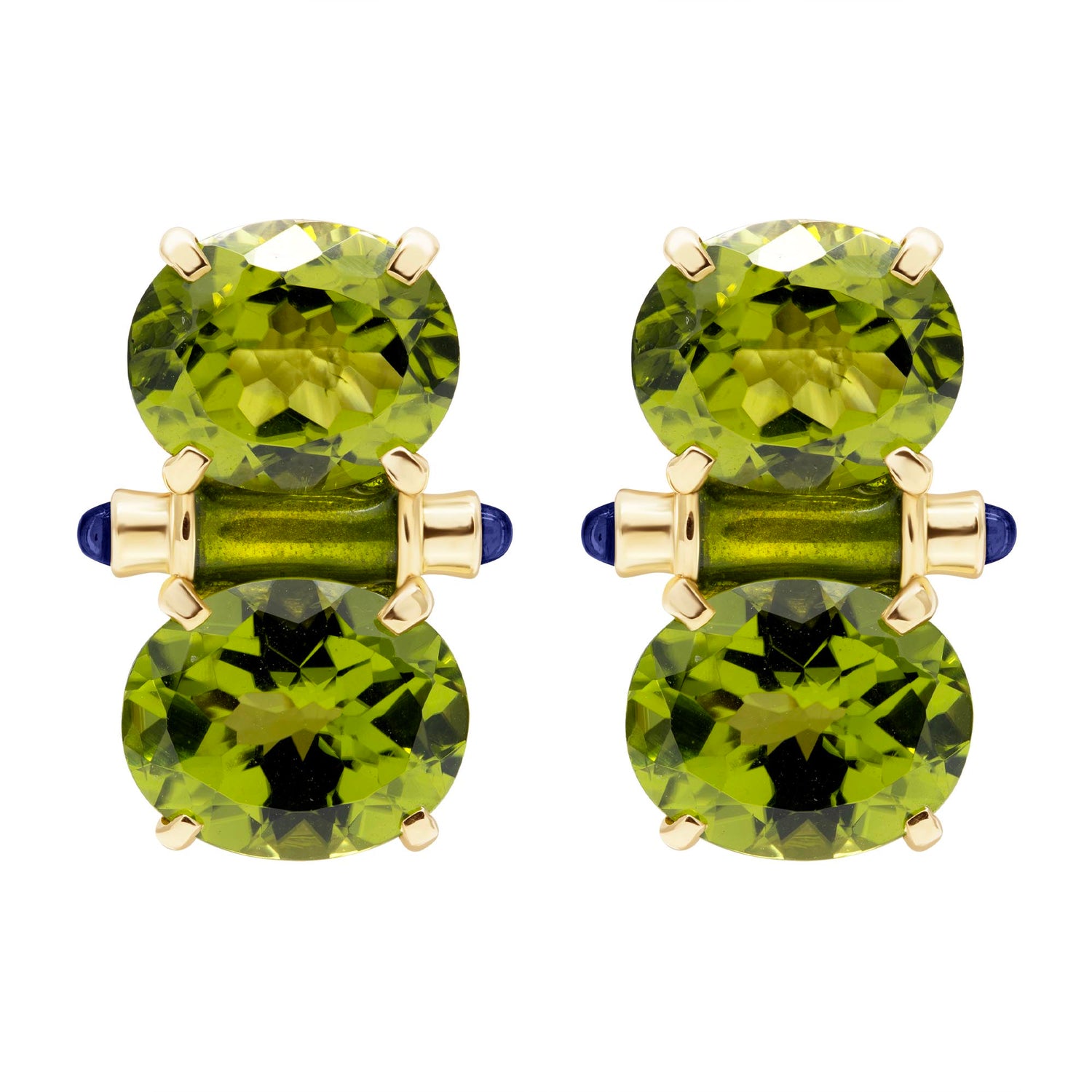Earrings - Peridot And Iolite (Enamel) | Singhvi Jewels